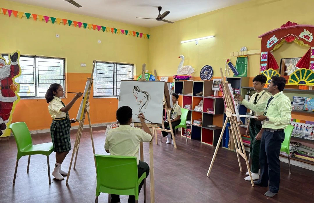 Students taking part in art and craft